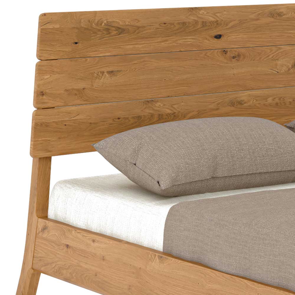 Doppelbett Rigunac aus Wildeiche Massivholz in modernem Design