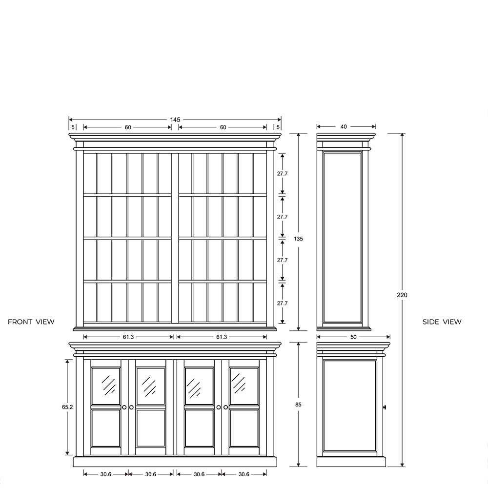 Großer Wohnzimmer Schrank Montea im Landhausstil 220 cm hoch