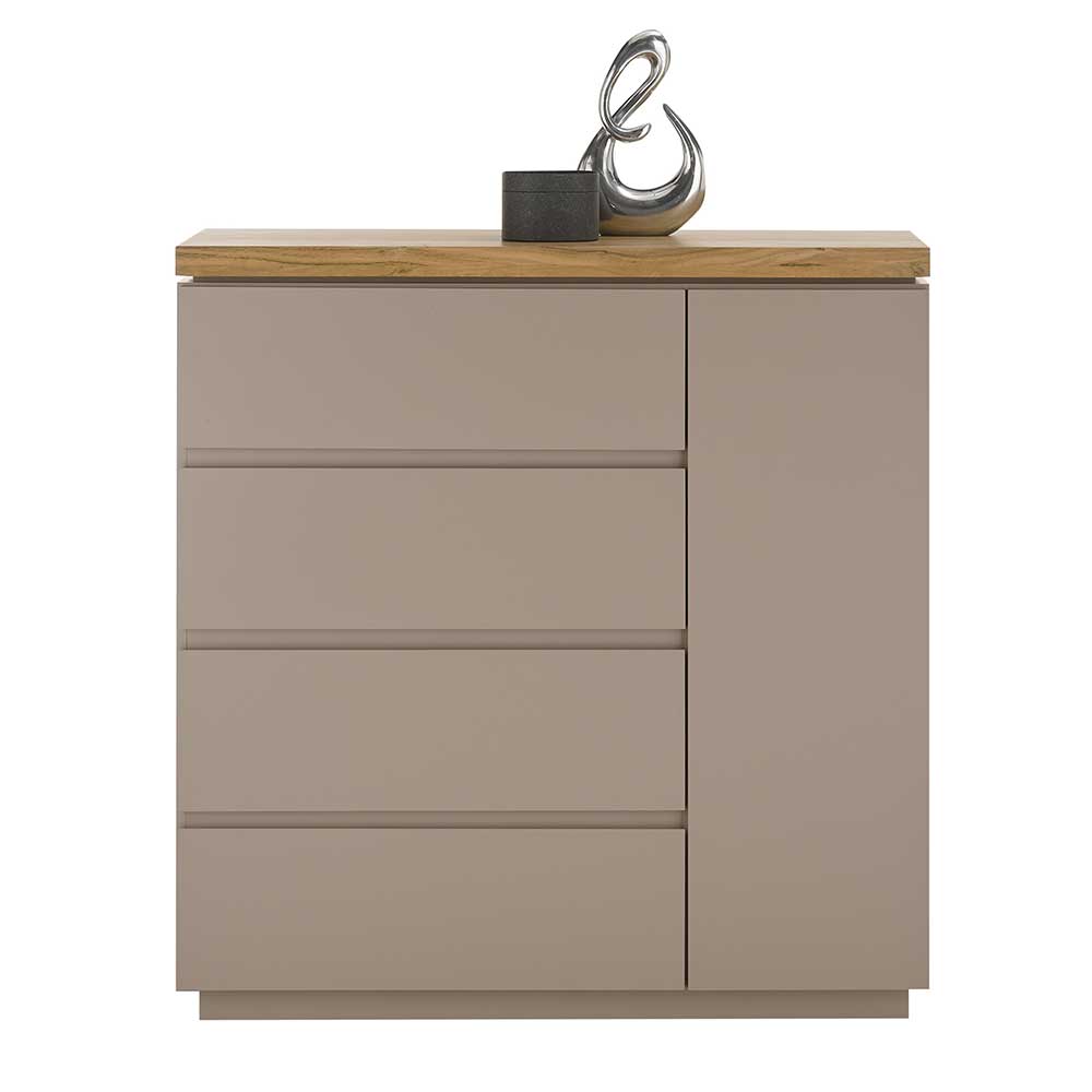 Wohnzimmer Kommode Balteas in Taupe und Akazie 100 cm breit