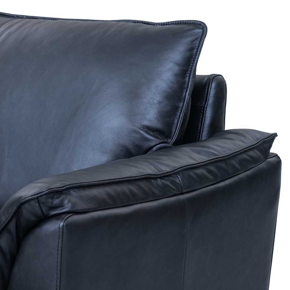 Wohnzimmer Couch Yanatada in Schwarz aus Echtleder