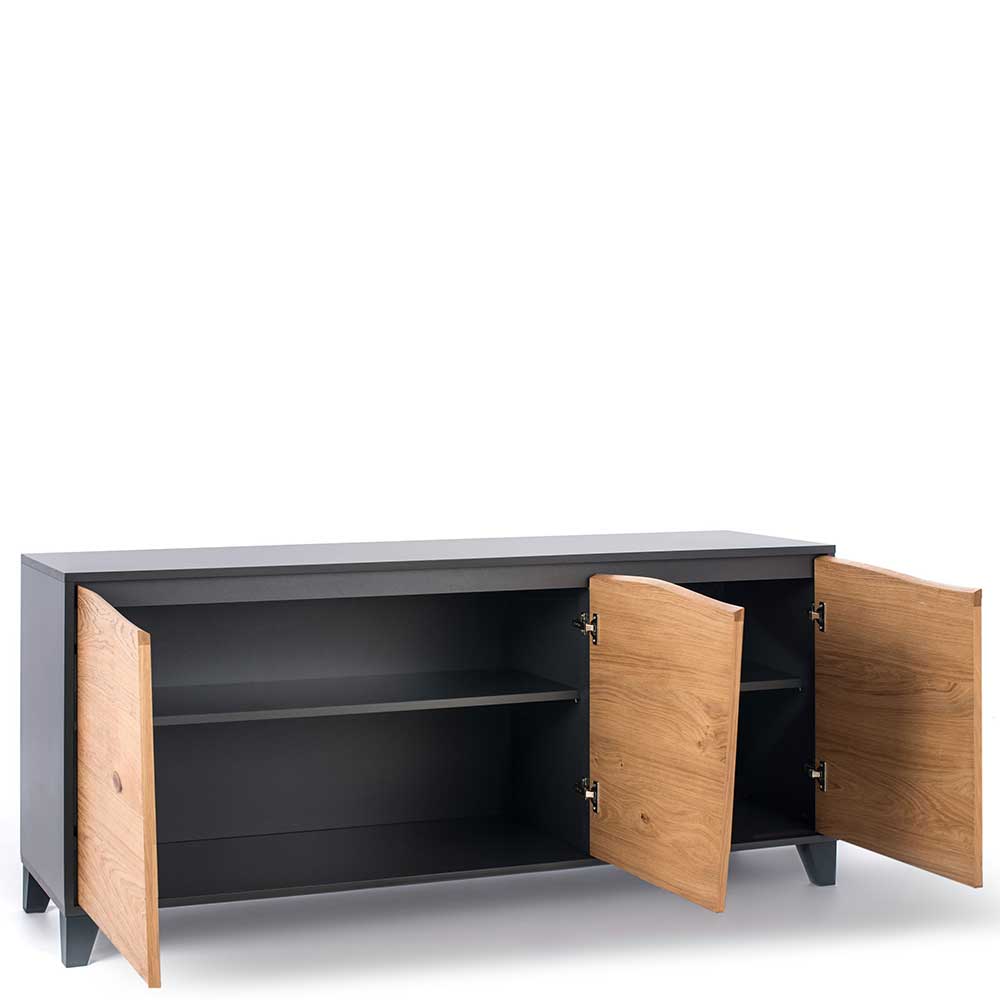 Esszimmer Sideboard Arlette in Anthrazit und Eiche Furnier 165 cm breit