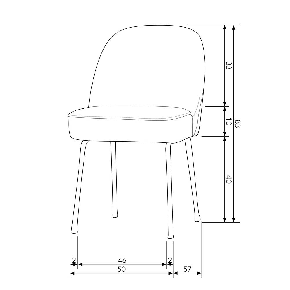 Polsterstühle Petropa in Honiggelb und Schwarz mit 50 cm Sitzhöhe (2er Set)