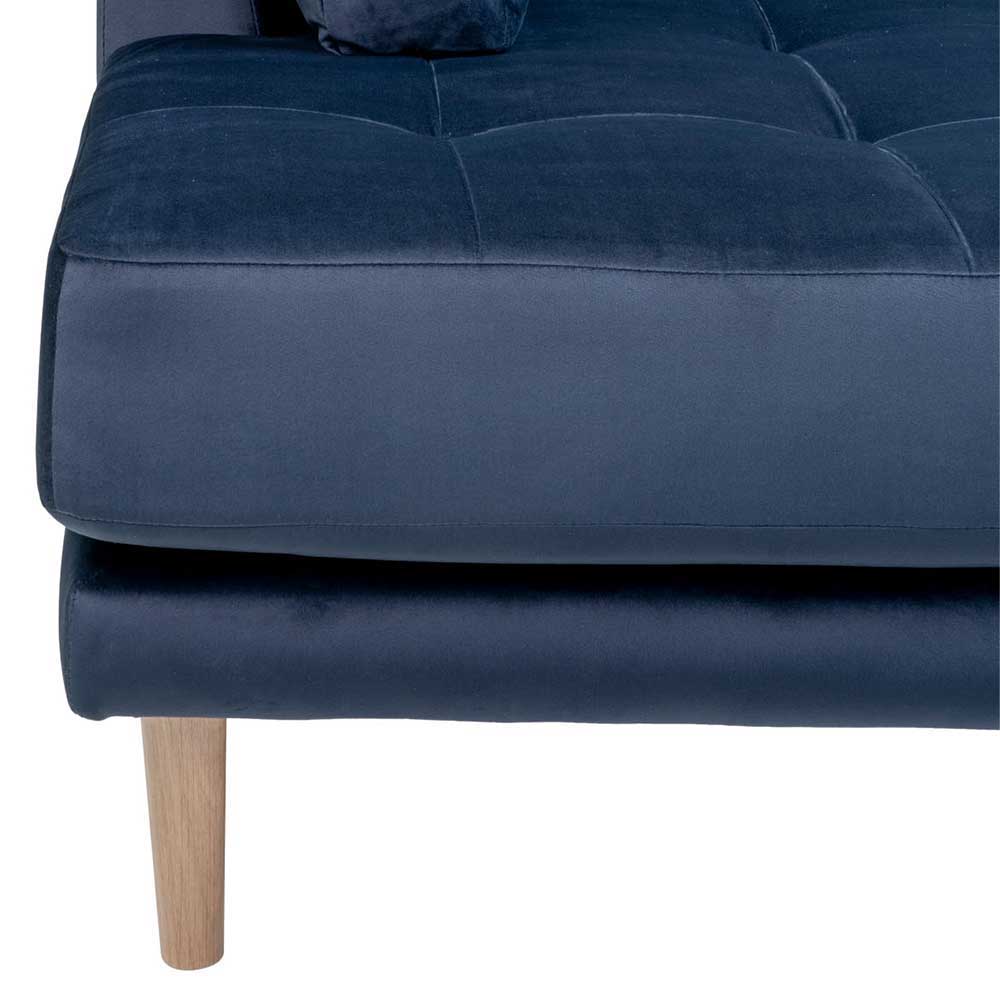 XL Wohnzimmer Couch Serra in Dunkelblau und Eichefarben