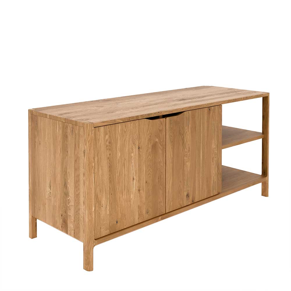 TV Sideboard Koropi aus Wildeiche Massivholz mit offenen Fächern