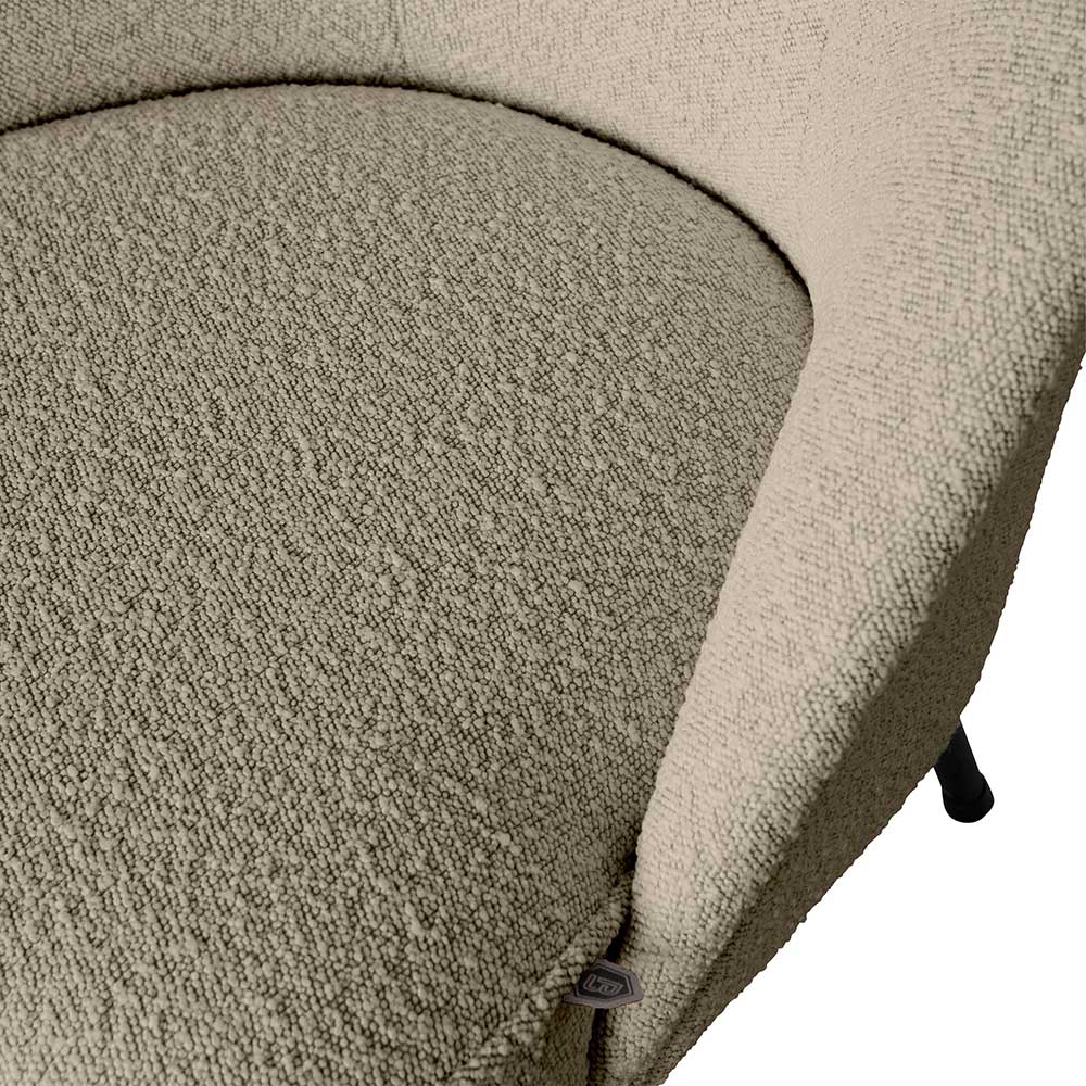 Boucle Sessel Merkur in Beige mit Vierfußgestell aus Metall