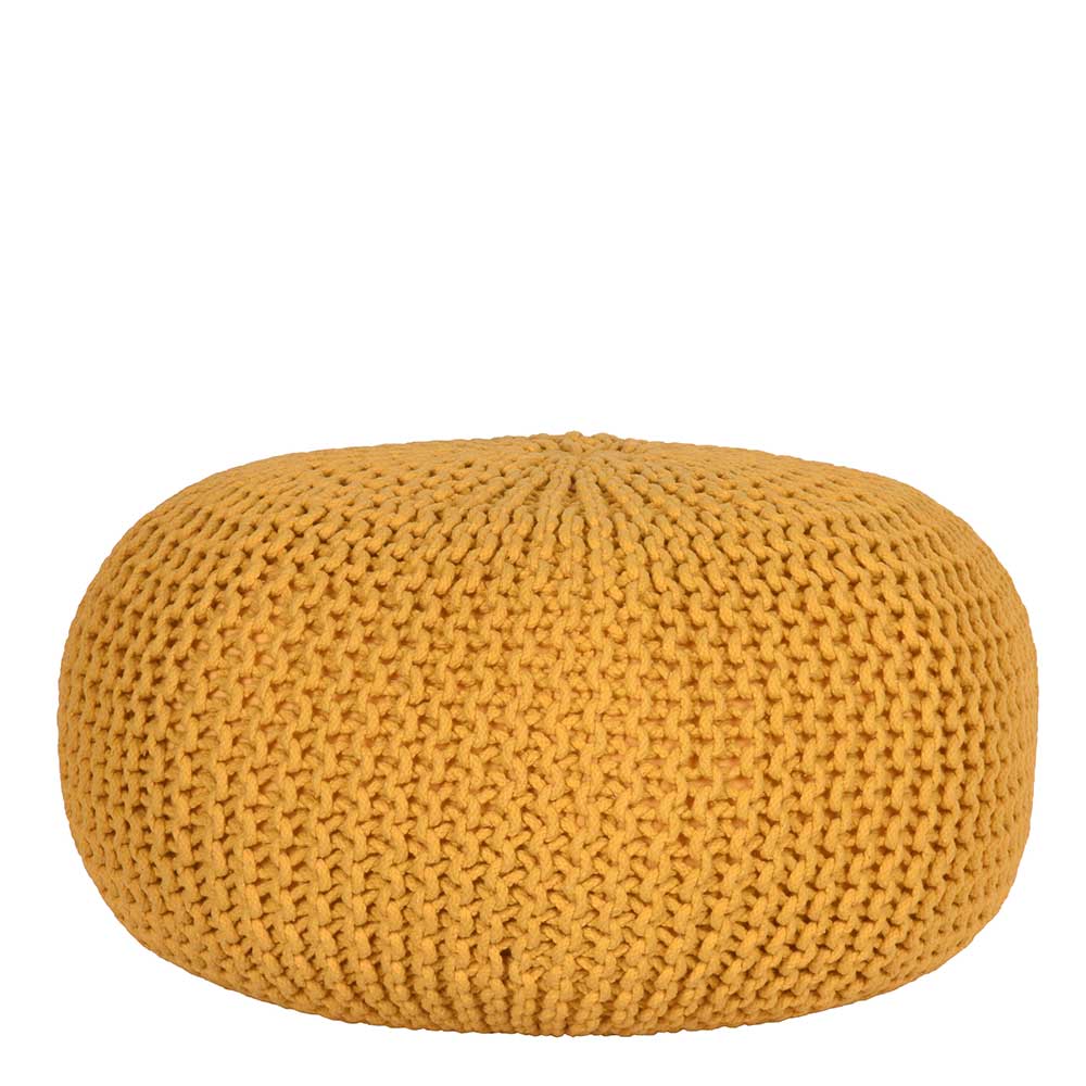 Strickstoff Sitzpouf Valerana in Ocker im Skandi Design