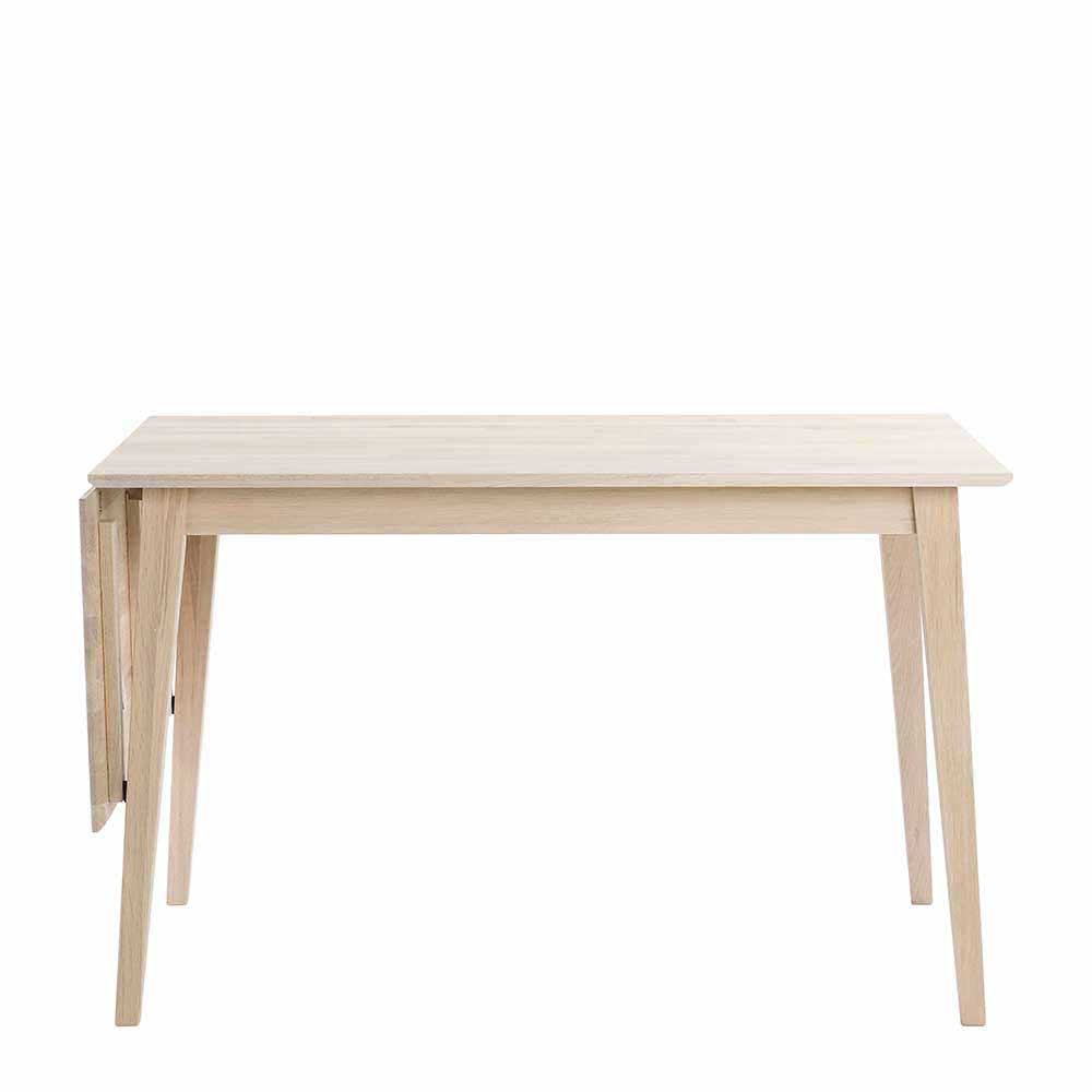 Essplatzgruppe Vurian vier Stühle Holz White Wash und Dunkelgrau (fünfteilig)