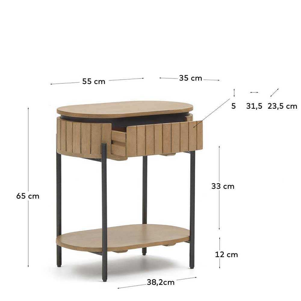 Boxspring Nachtkonsole Firessa im Skandi Design 65 cm hoch