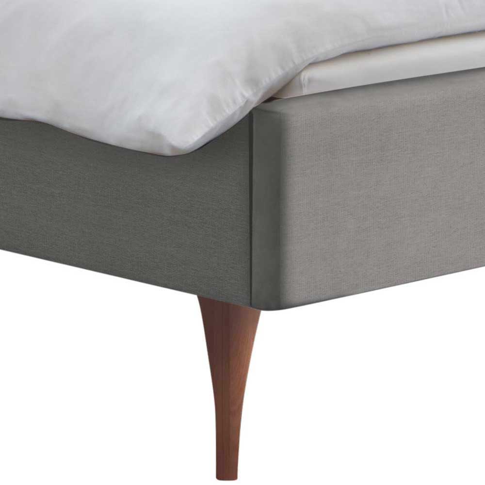 Graues Stoff Polster Doppel Bett Hero im Skandi Design 98 cm hoch