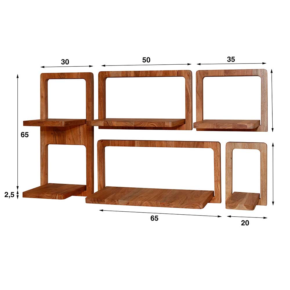 Wandregal Condao fünfteilig in modernem Design (fünfteilig)