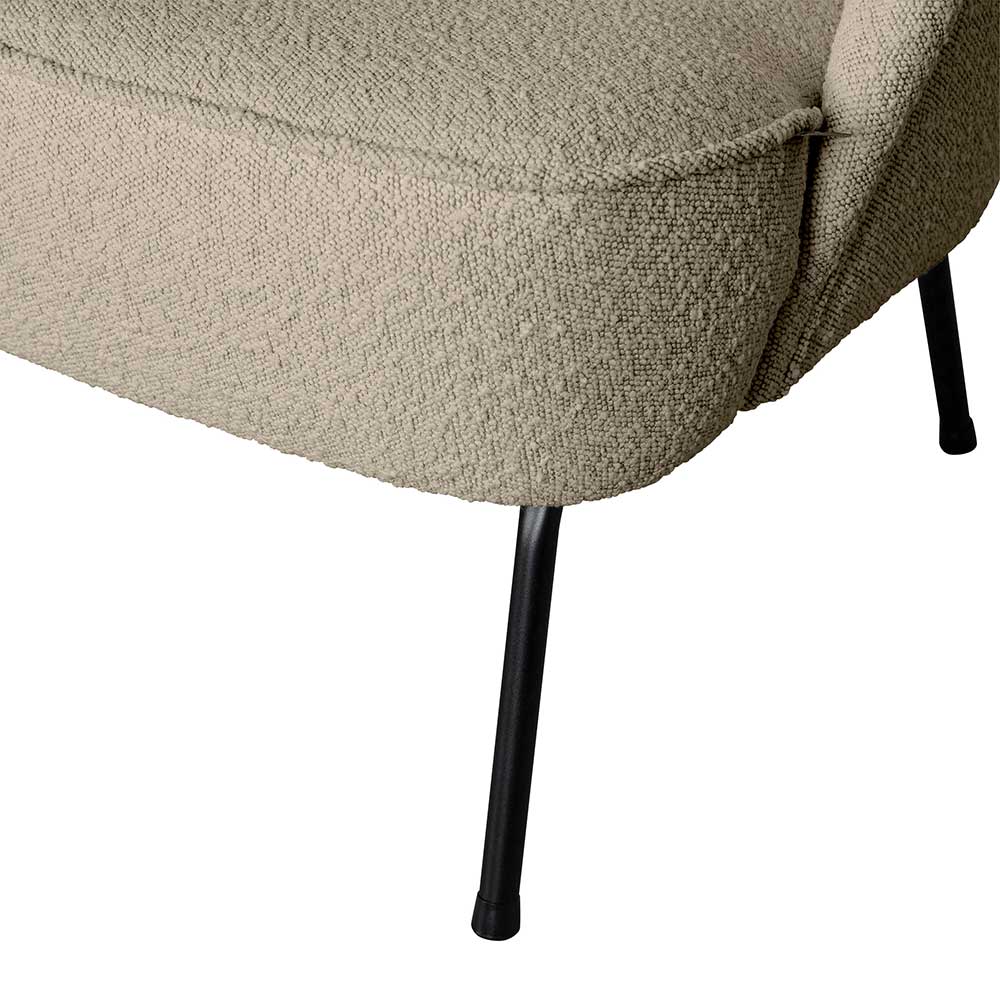 Boucle Sessel Merkur in Beige mit Vierfußgestell aus Metall