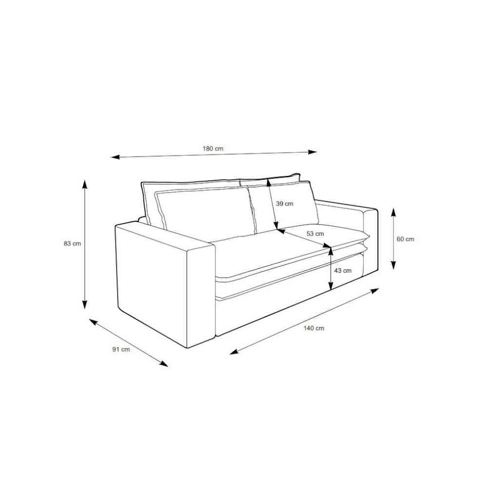 Breitcord Sofa Beige Edance 180 cm breit mit zwei Sitzplätzen