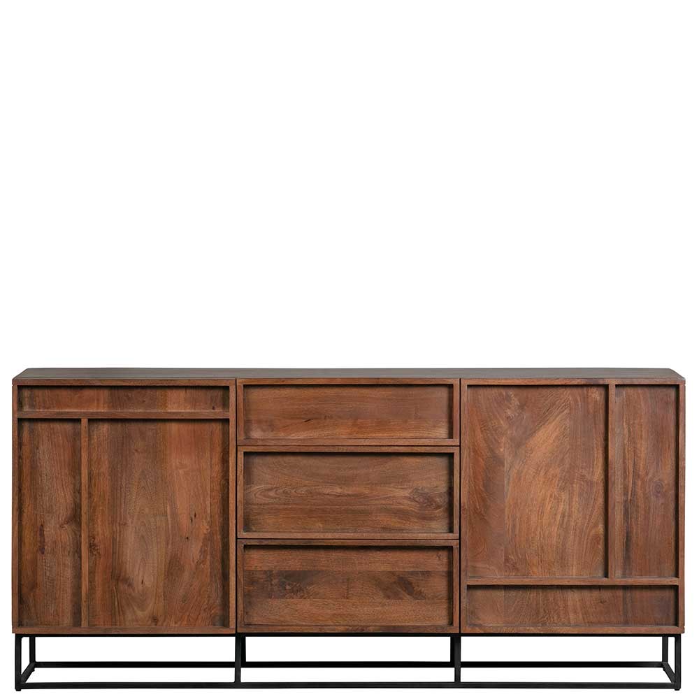 Sideboard Magidaval aus Mangobaum Massivholz und Metall 160 cm breit