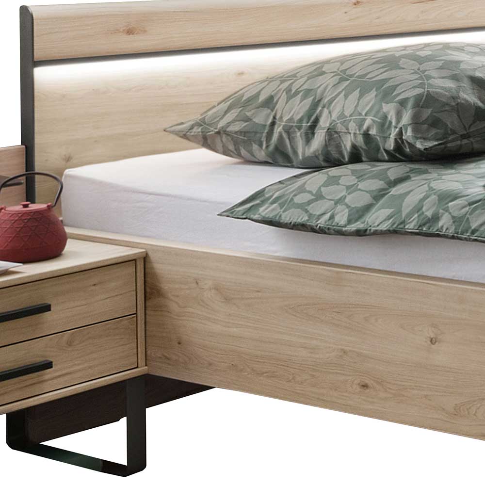 Schlafzimmer Set Bruvena in Eichefarben und Dunkelgrau Made in Germany (vierteilig)