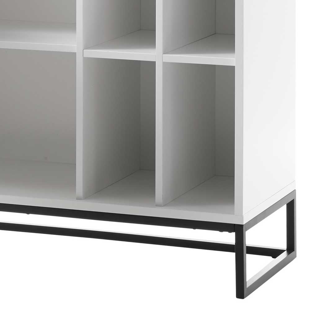 Wohnzimmer Highboard Privonda in Weiß und Schwarz 100 cm breit