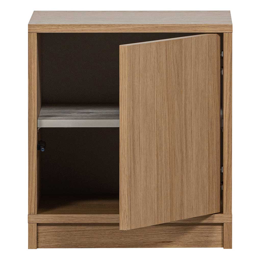 Kleiner Unterschrank Wohnzimmer Shinin in Eichefarben 44 cm hoch