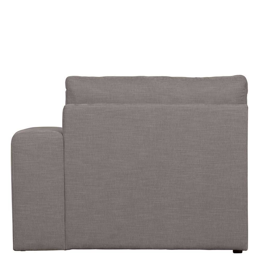 Graues Viersitzer Modulsofa Fredoco - Rücken echt bezogen 98 cm tief