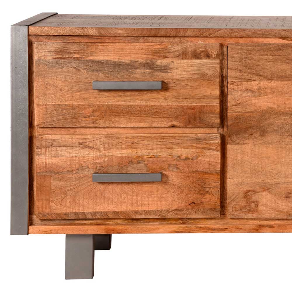 Loft Design Sideboard Ovilus aus Mangobaum Massivholz und Metall 180 cm breit