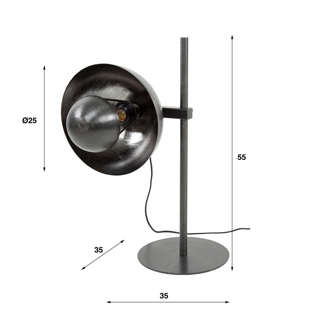 Metall Tischleuchte Todora in Grau und Schwarz Nickel 55 cm hoch