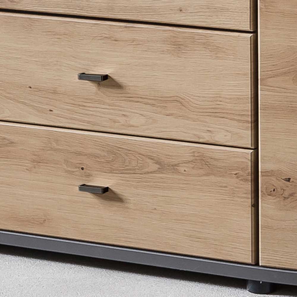 Modernes Sideboard Limgo in Wildeichefarben und Anthrazit