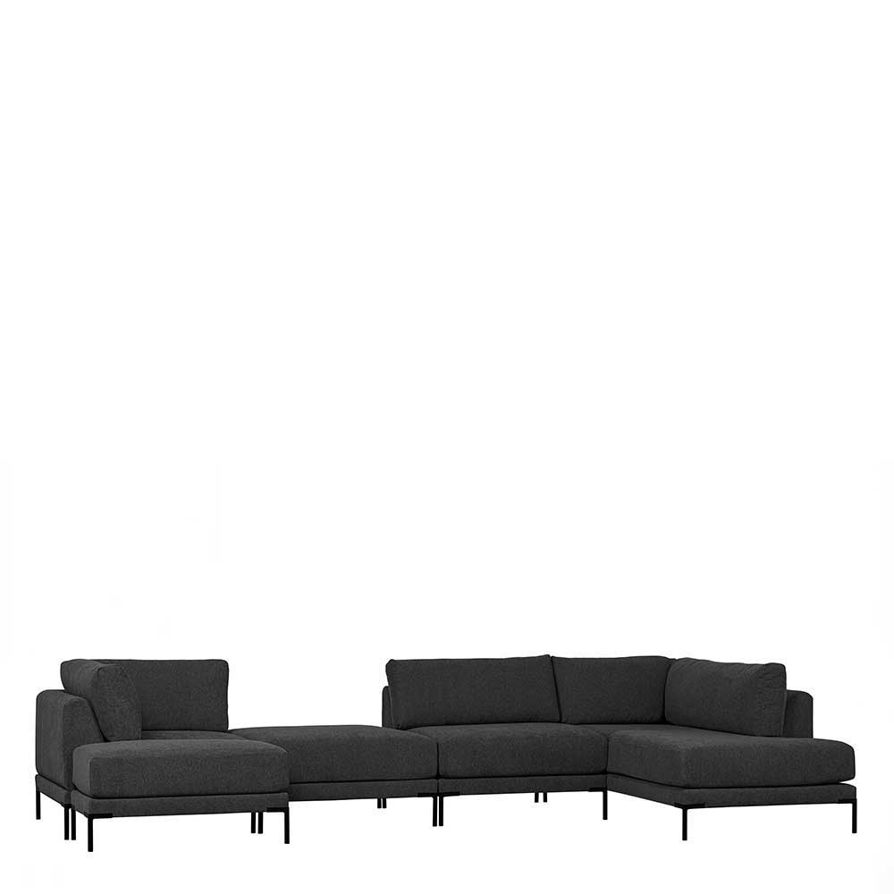 Modul Couch Chaiselongue Duffy in Dunkelgrau 200 cm breit