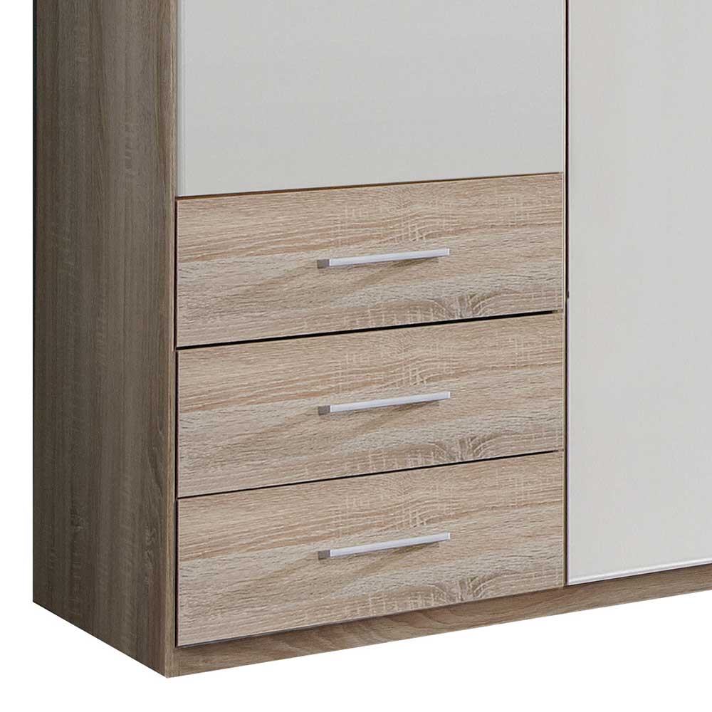 XL Kleiderschrank 6-türig Agnesco in Eiche Sägerau und Weiß