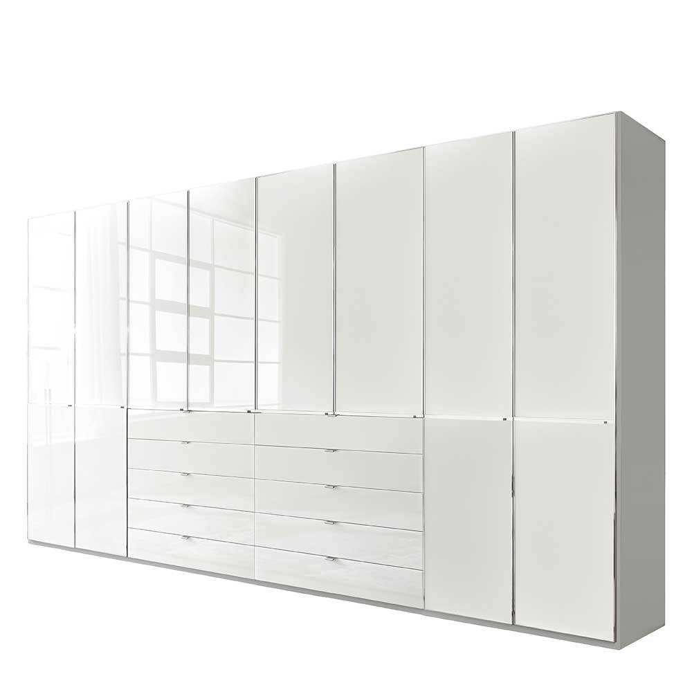 Schlafzimmerkleiderschrank Bean mit zehn Schubladen Front glasbeschichtet