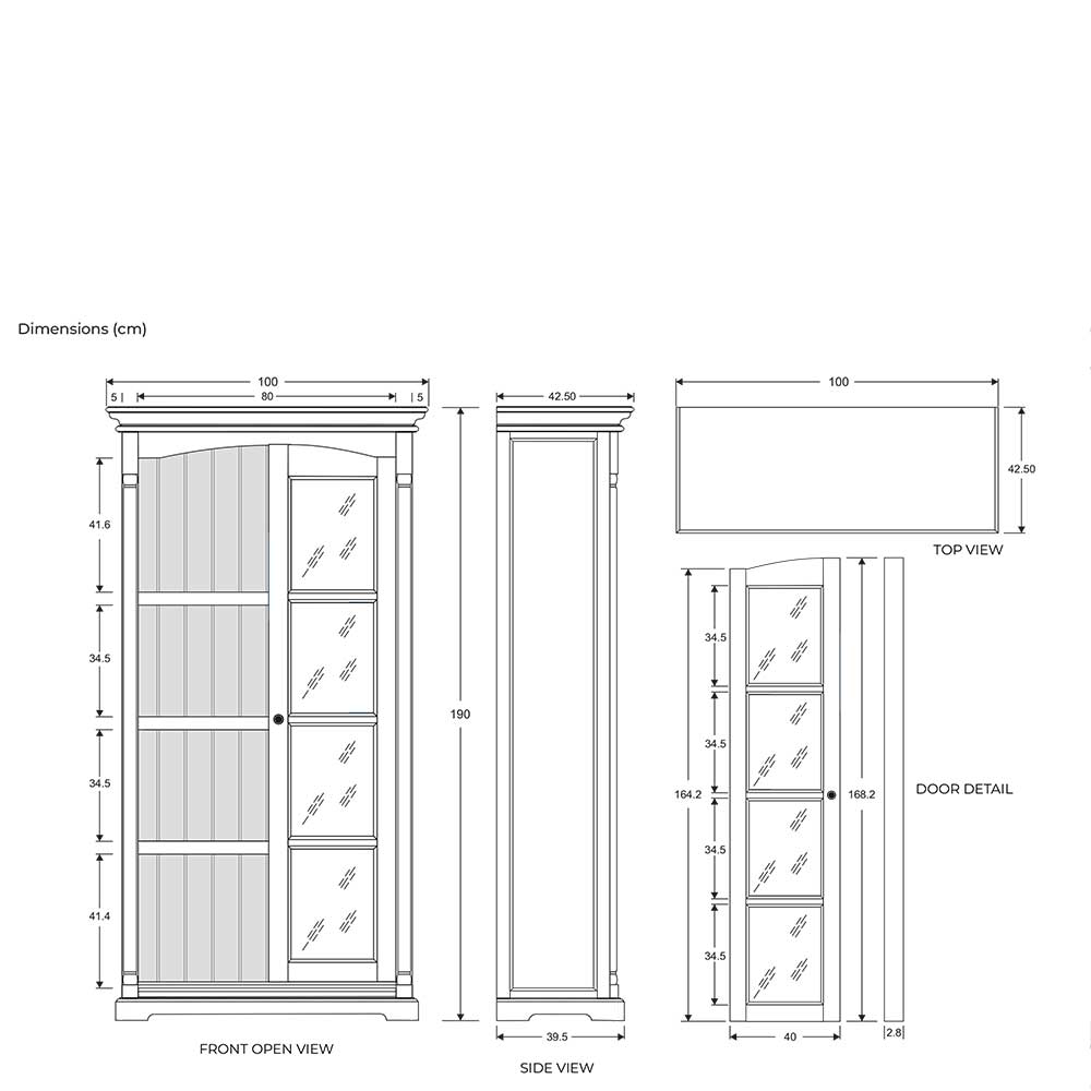 Esszimmervitrinenschrank Relisas in Weiß im Landhausstil