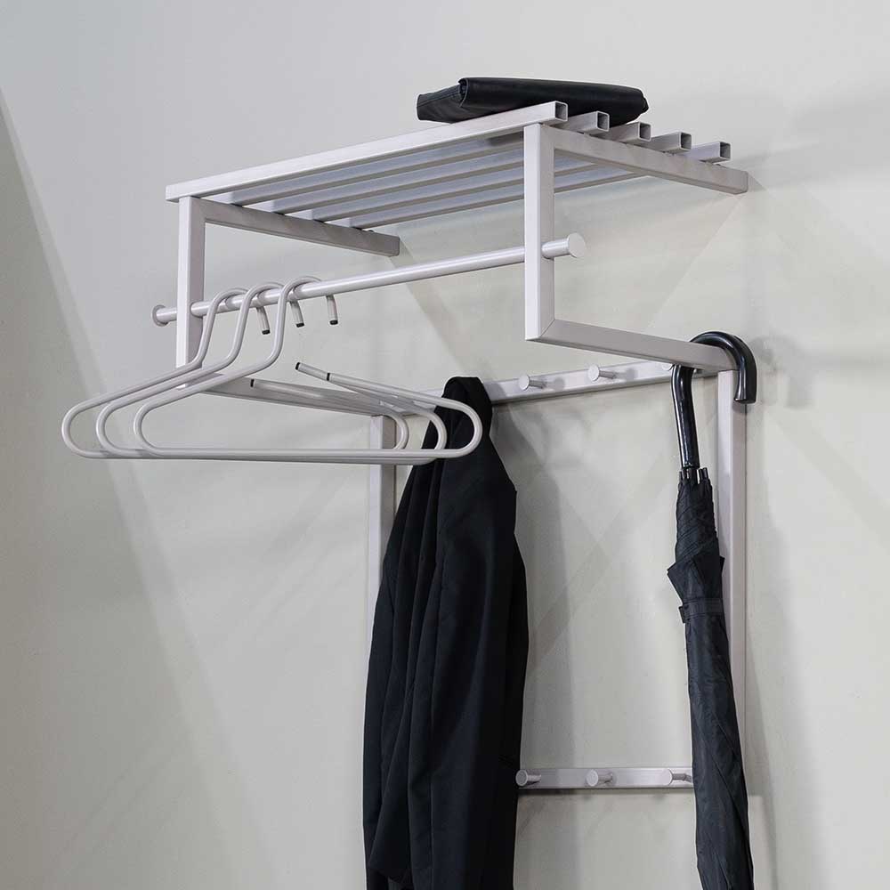 Garderobe Ailuno mit Hutablage aus Metall für die Wandmontage