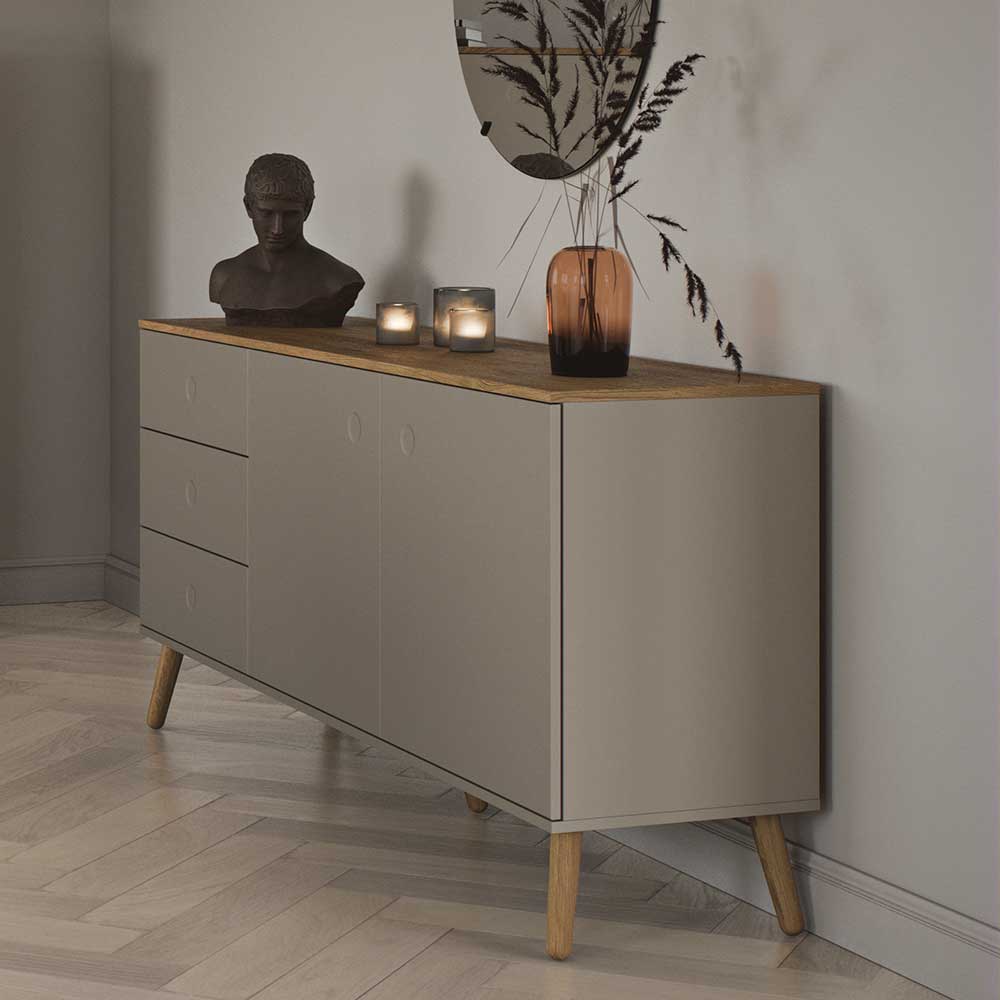 Esszimmersideboard Durioscos in Taupe und Eichefarben