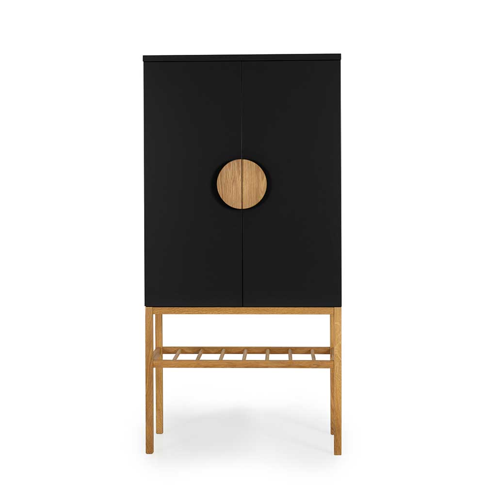 Highboard Edeline in Schwarz und Eiche im Skandi Design