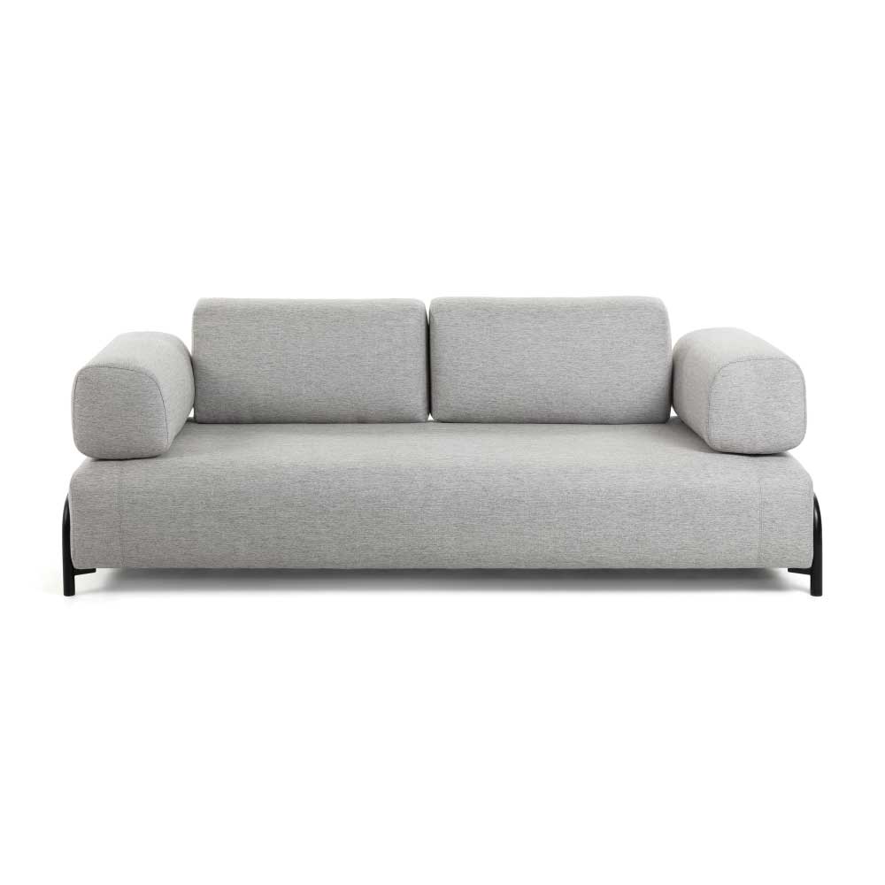 Dreisitzer Sofa Morena in Hellgrau Webstoff modern