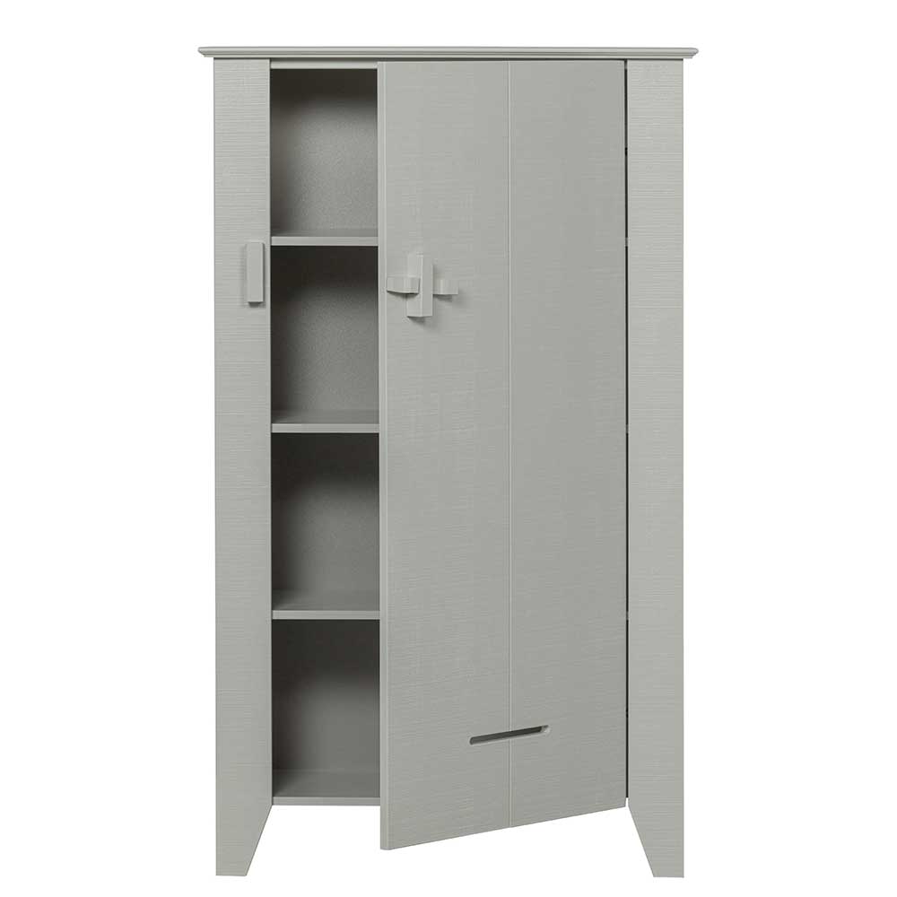 Grauer Wäscheschrank Mila im Skandi Design 142 cm hoch