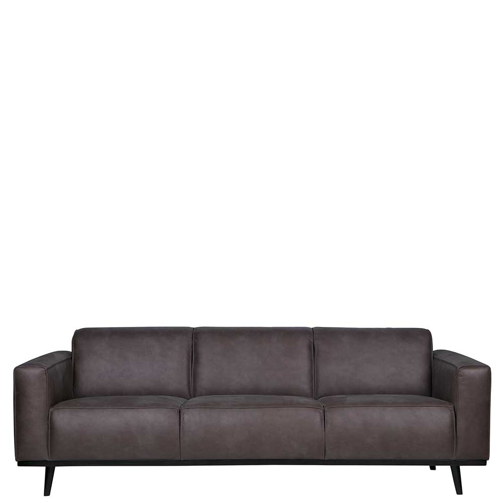 Dreisitzer Couch Bakra in Grau Recyclingleder 230 cm breit