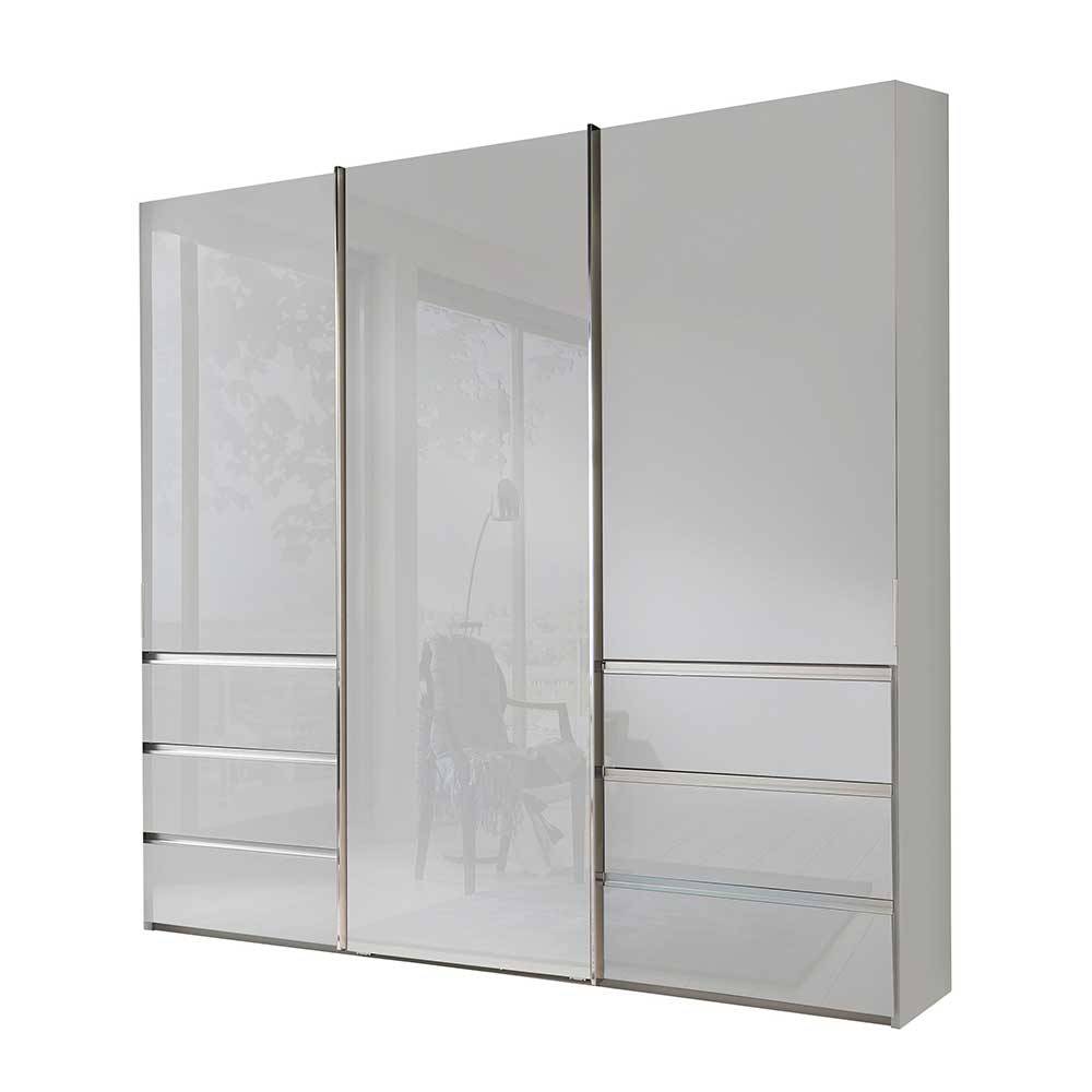 Schlafzimmerschrank Masabu in Weiß Front glasbeschichtet