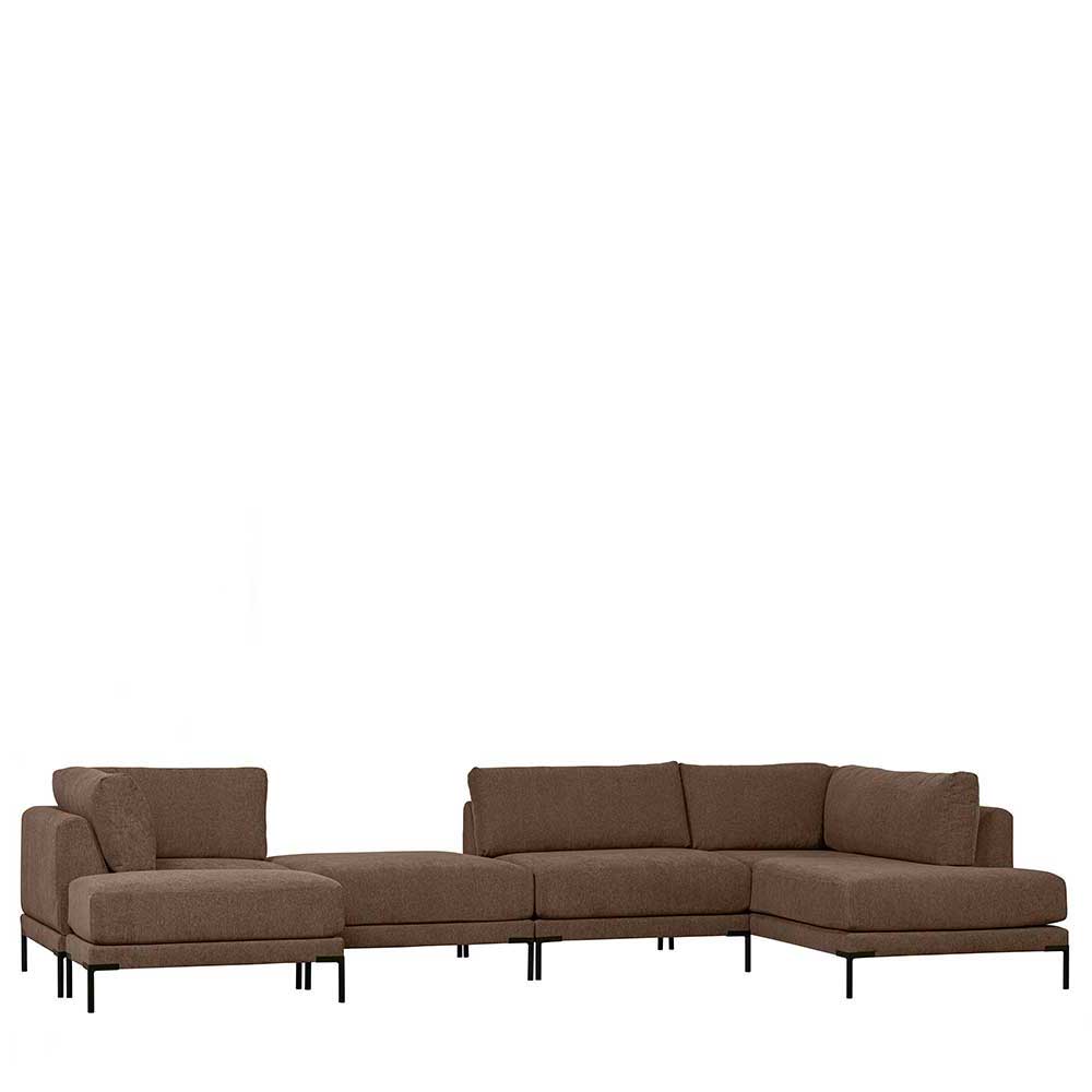 Couchlandschaft modular Rio in Braun mit Fußgestell aus Metall (fünfteilig)