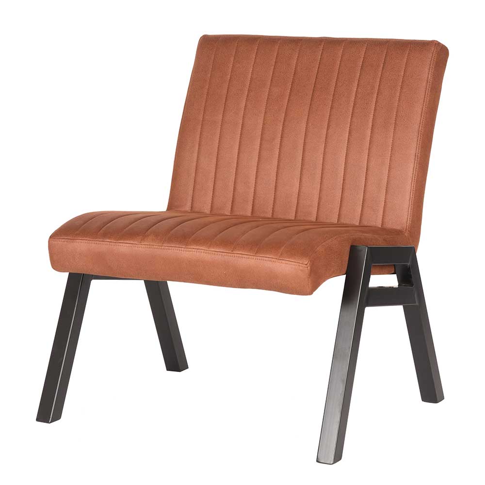 Loungesessel Irune in Cognac Braun Microfaser mit 40 cm Sitzhöhe