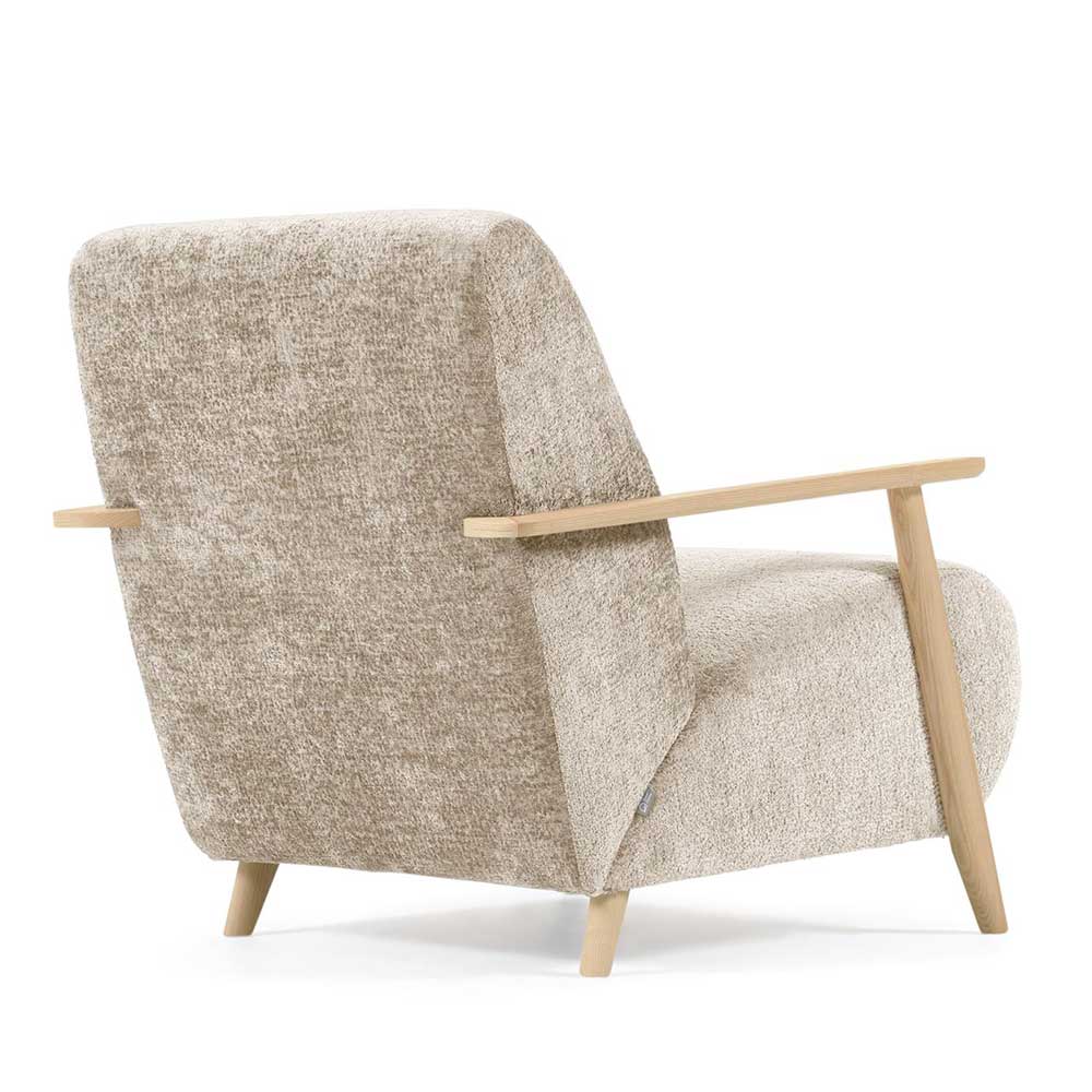 Retrostil Lounge Sessel Slope in Beige mit Vierfußgestell aus Esche