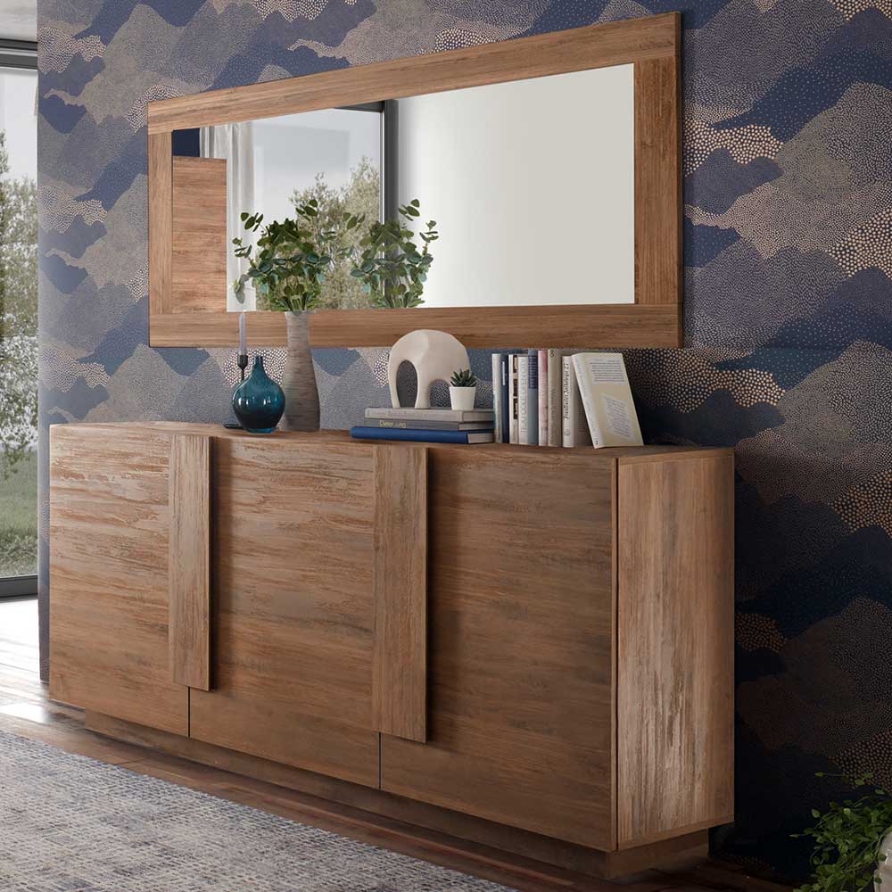 Modernes Esszimmersideboard Grazy in Holzoptik Naturfarben mit Drehtüren