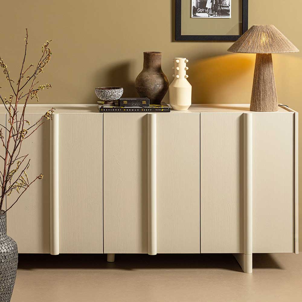 Modernes Sideboard Kidur in Hellgrau 200 cm breit - 85 cm hoch