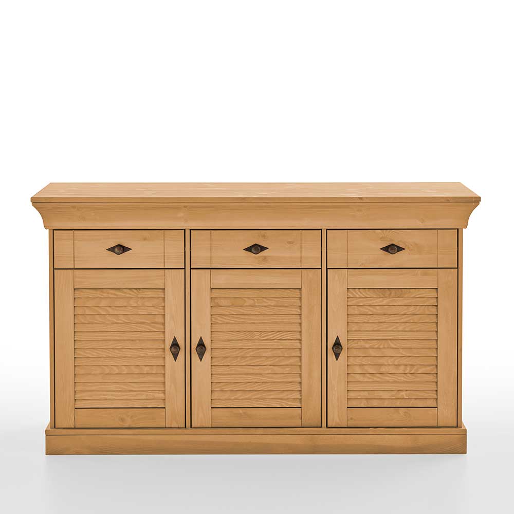 Landhaus Stil Sideboard Ruven in Kiefer Laugenfarben 144 cm breit