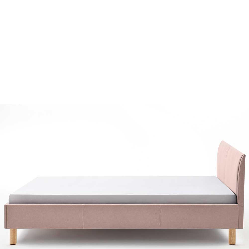 Einzelbett Camelian in Altrosa Webstoff im Skandi Design