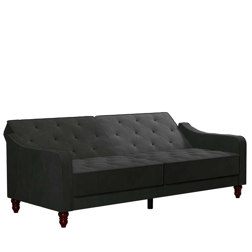 Ausklappbares Sofa Marena in Dunkelgrau Samt 207 cm breit