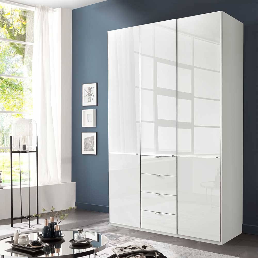 Kleiderschrank in Weiß Bean Front glasbeschichtet und 149 cm breit