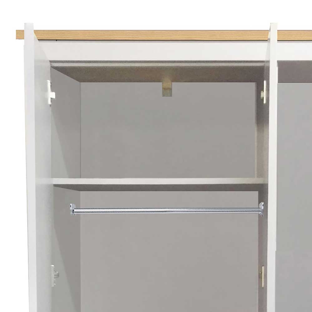 Landhausstil Drehtürenkleiderschrank Vulima in Grau und Eiche Optik 180 cm hoch