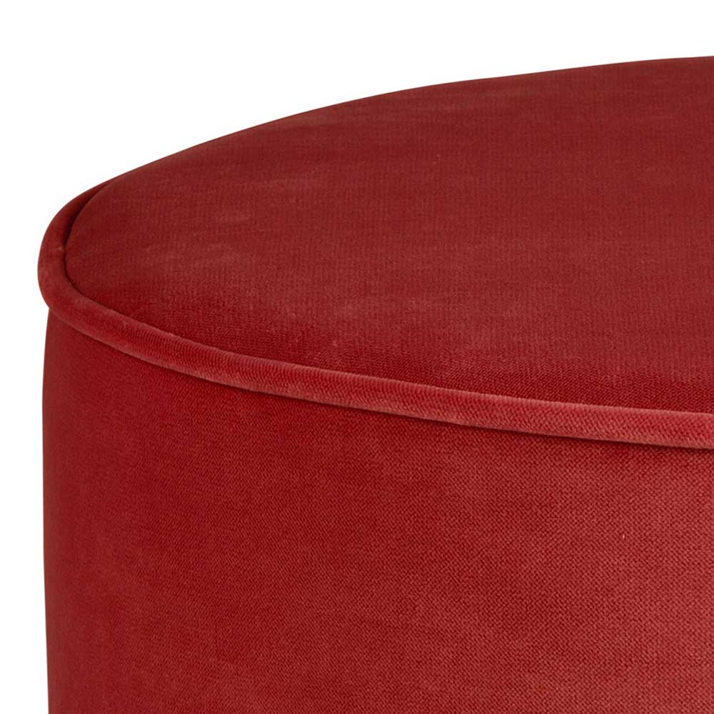 Pouf Cranita in Rot Samt im Retrostil