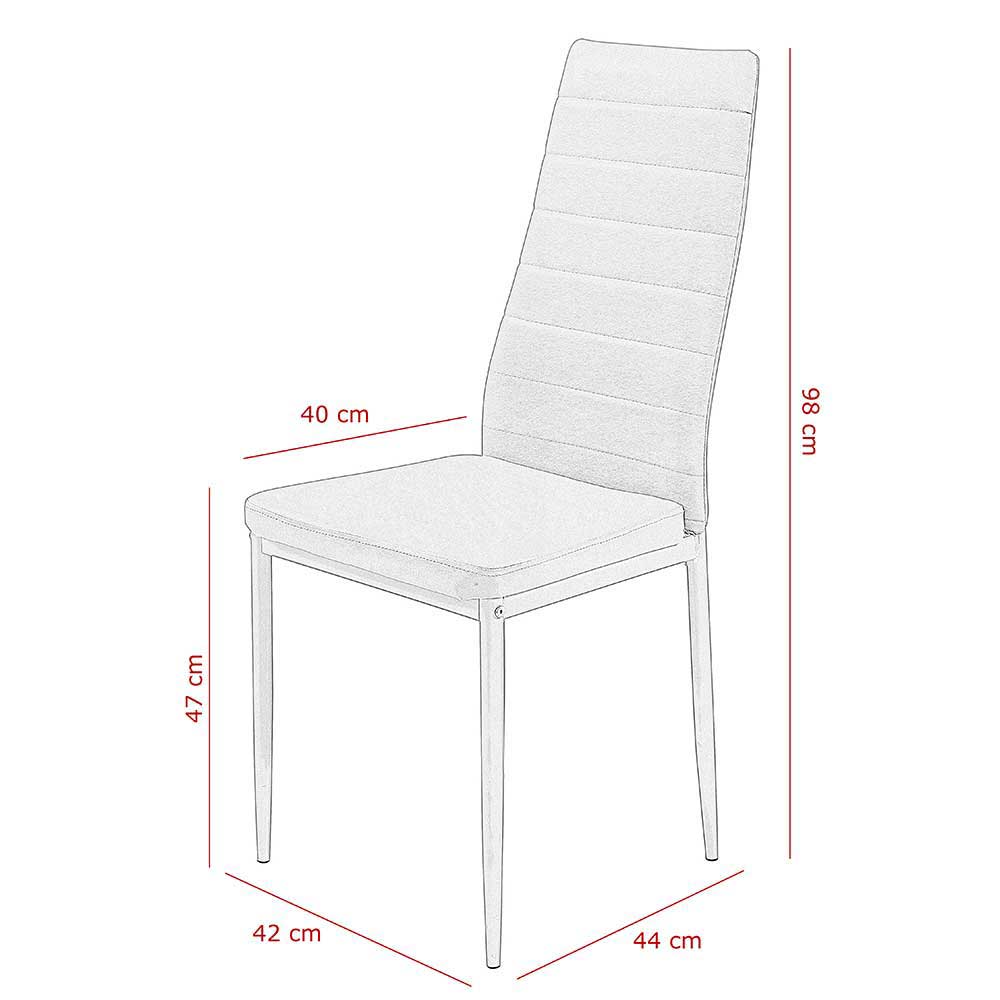 Esszimmer Polsterstühle Zontania in Grau Kunstleder mit hoher Lehne (2er Set)