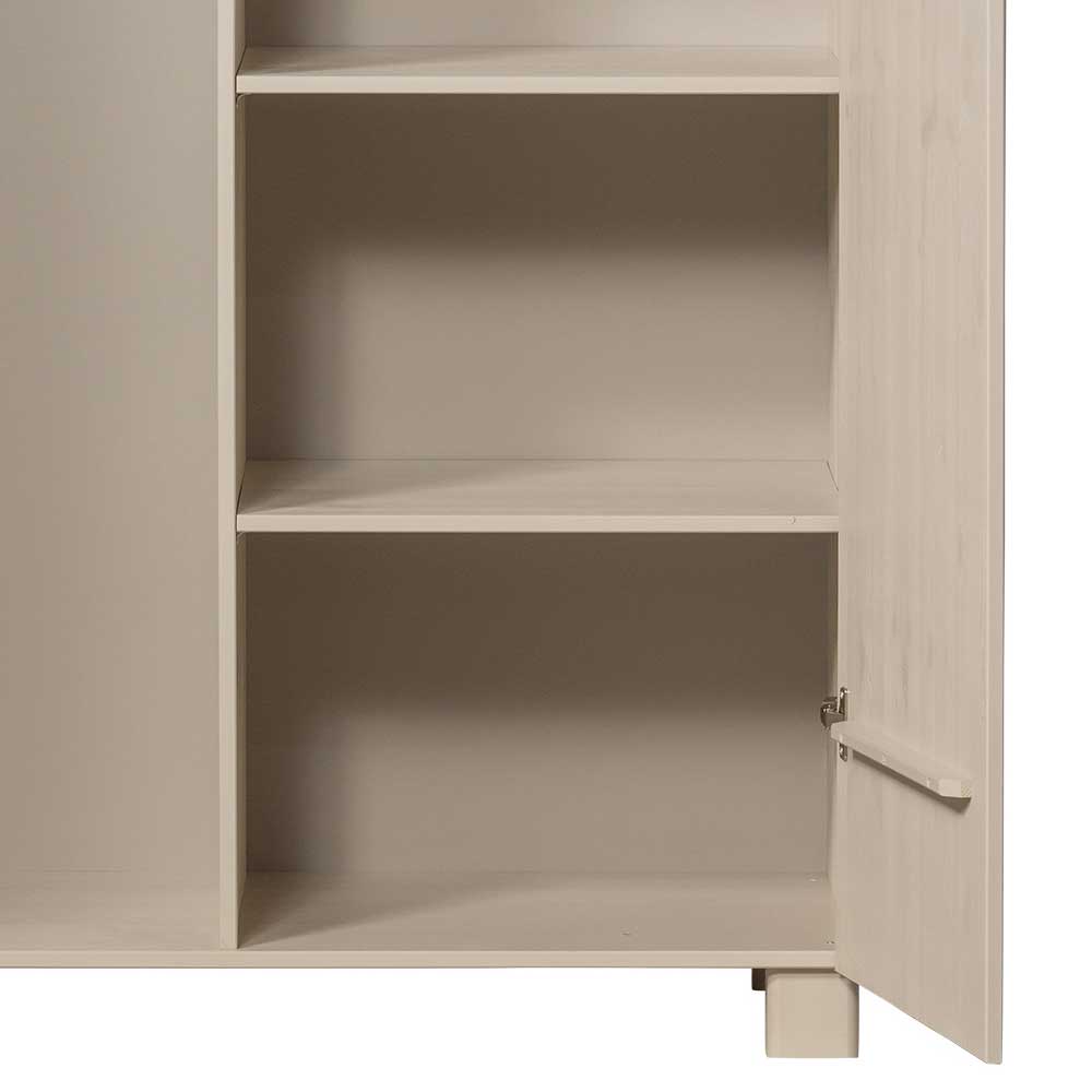 Skandi Design Holzkleiderschrank Malitoya in Hellgrau 110 cm breit