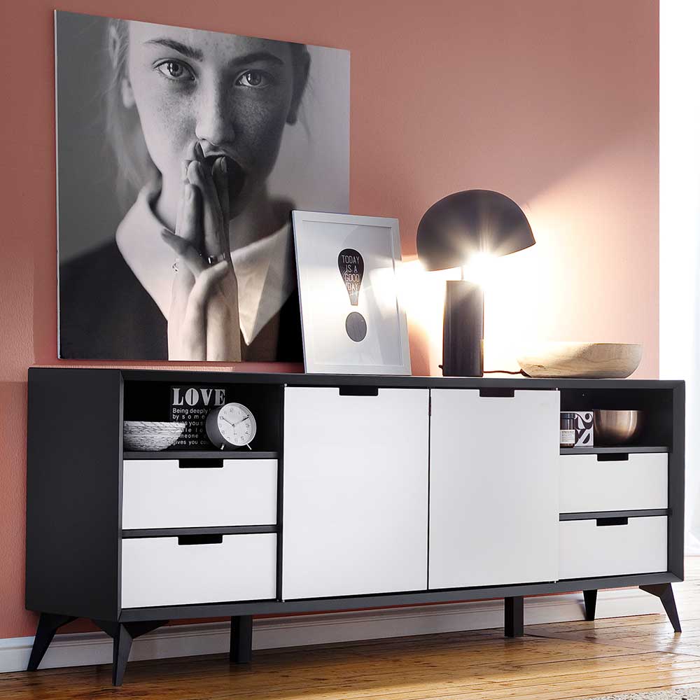 Sideboard Ucraivo in Grau und Weiß mit Wechselfront