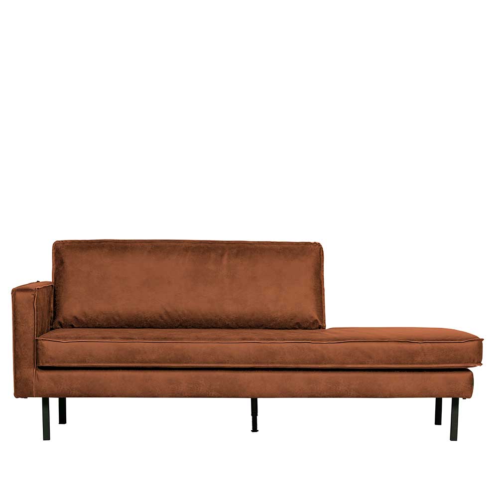 Recyclingleder Dreier Sofa Roger in Cognac Braun im Retro Design